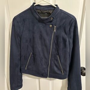 Banana Republic faux suede moto jacket, Navy